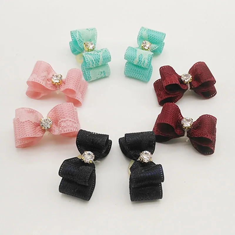 8PCS pet Bows Dog Hair Bows for Puppy Yorkshirk Small Dogs Hair Accessories Grooming Bows Rubber Bands Dog Bows Pet Supplies