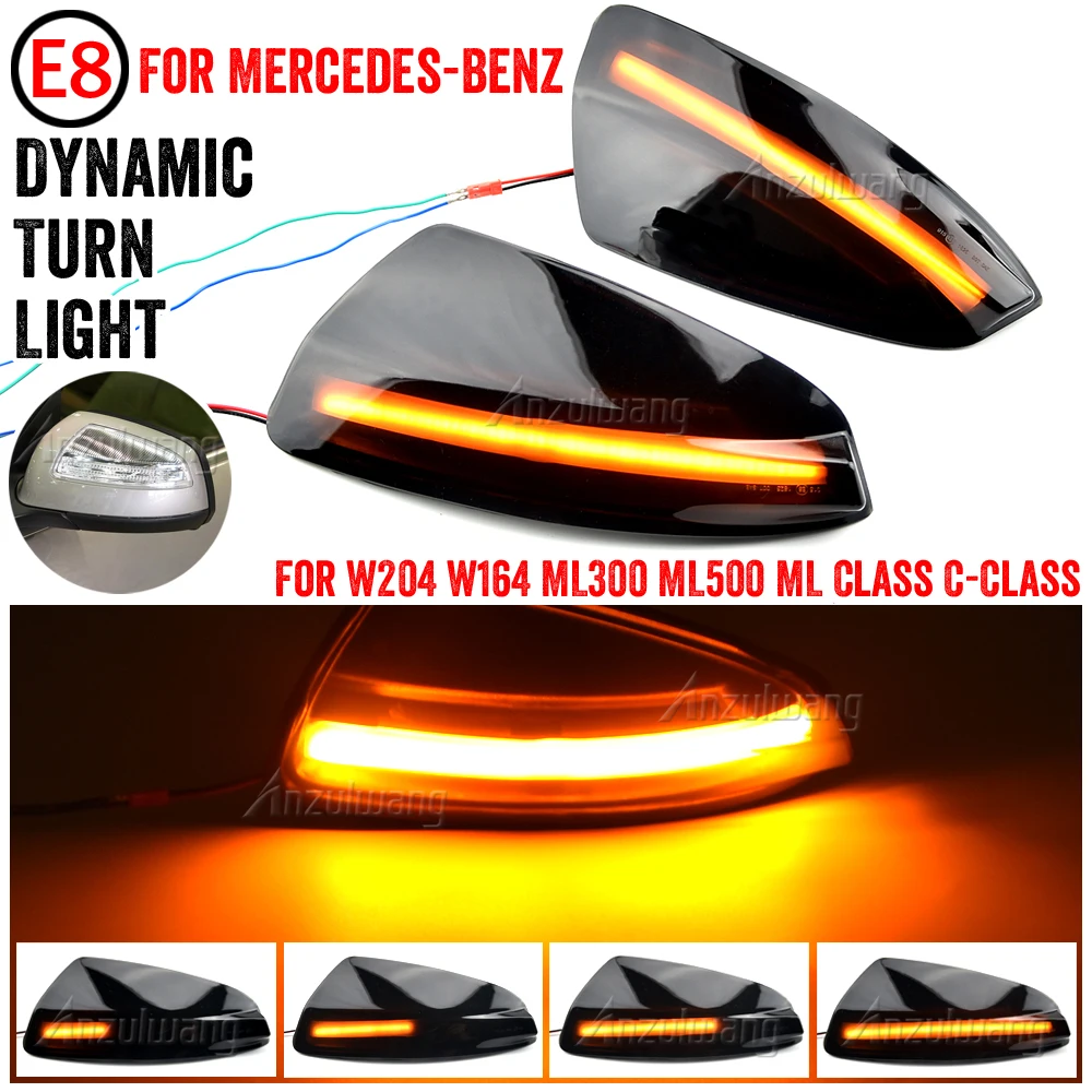 

2Pcs For Mercedes Benz C Class W204 S204 2007-2014 C300 Viano Vito W639 LED Dynamic Turn Signal Light Side Mirror Indicator Lamp