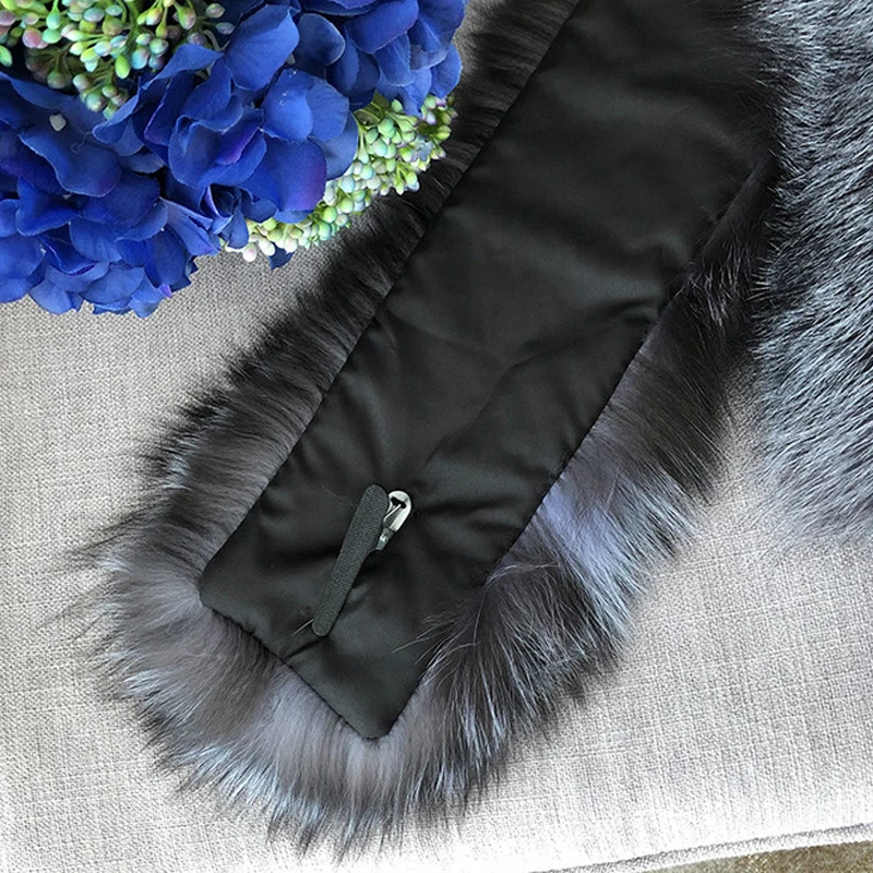 Luxury 100% Real Natural Fox Fur Scarf With tail Fur collar Women Thick warm Genuine Fox Scarves Soft Long Shawl Elegant Female