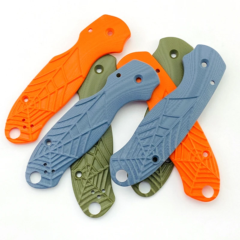 1 par de empuñaduras de cuchillo verde oliva G10 para Para3 C223 cuchillo plegable de araña Material de parche empuñaduras de tela de araña accesorios DIY