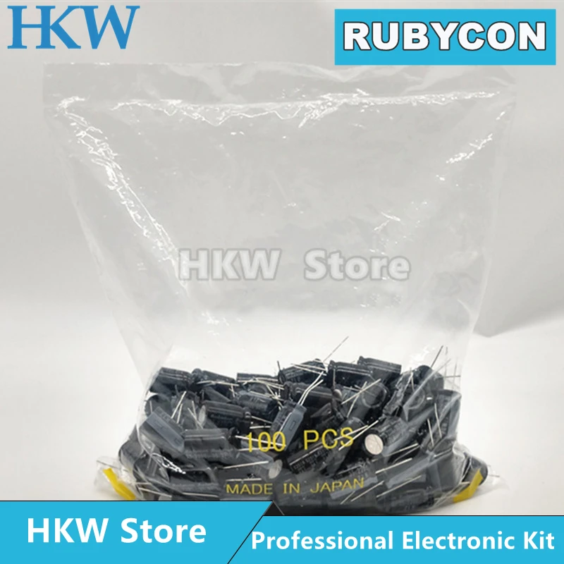 10pcs Rubycon Electrolytic Capacitors 6.3V 10V 16V 25V 35V 50V 63V 100V 400V 450V 1UF 10UF 22UF 47UF 220UF 470UF 1000UF 2200UF