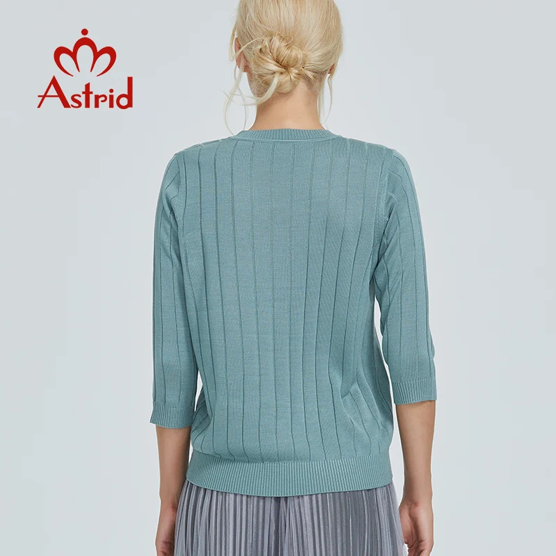 Astrid 2023 Autumn new arrival women sweater top light green short sleeve quality fashion women clothes ladies sweaters MS-005