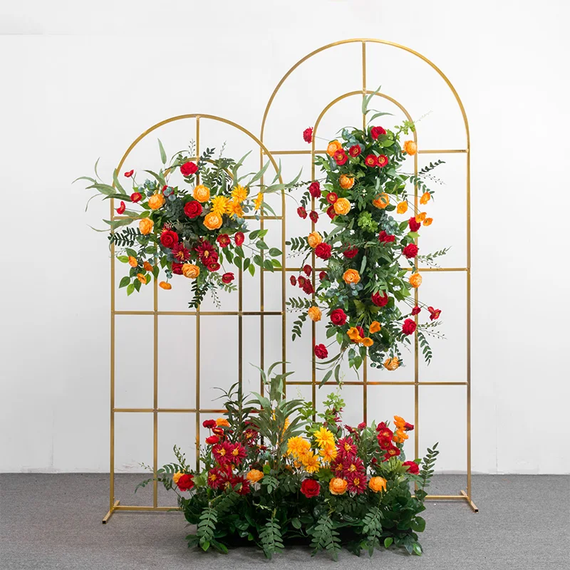 

2pcs Wedding Props Iron Screen Partition Stage Door Window Walkway Flower Backdrops Decoration Welcome Area background Ornaments