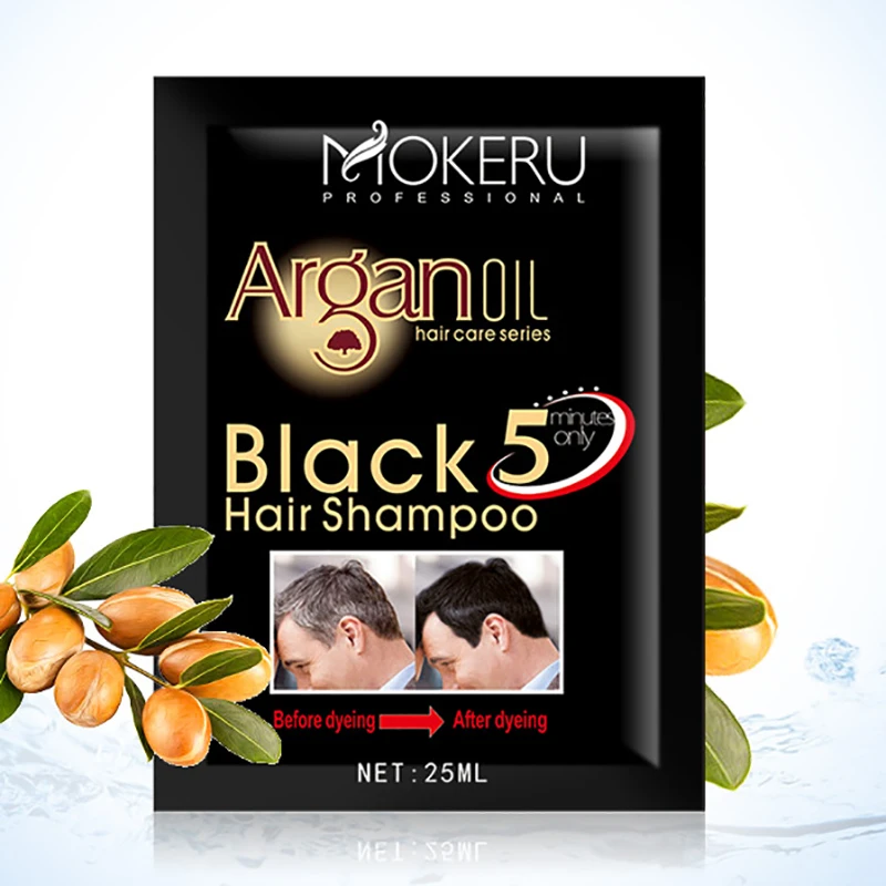 

Mokeru 5pc/Lot Natural Herbal Long Lasting Permanent Black Hair Dye Shampoo Fastly Covering Grey White Hair Shampoo