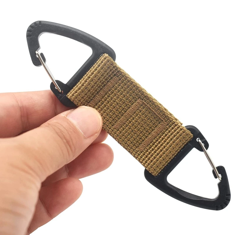 4.72 inches Double Plastic Triangle Tactical Nylon Belt Clip Molle Hooks Key Holder Carabiner Buckle Keychain