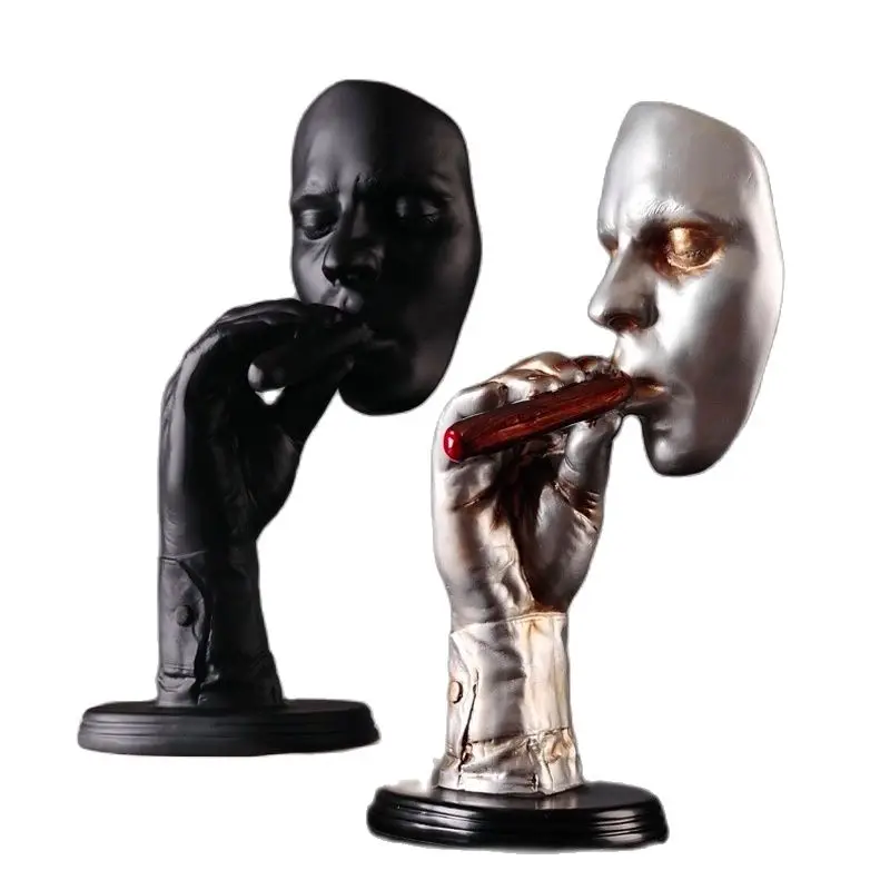 Retro Smoker abstract handcrafted resin smoking people sculpture bar/shop window ornaments