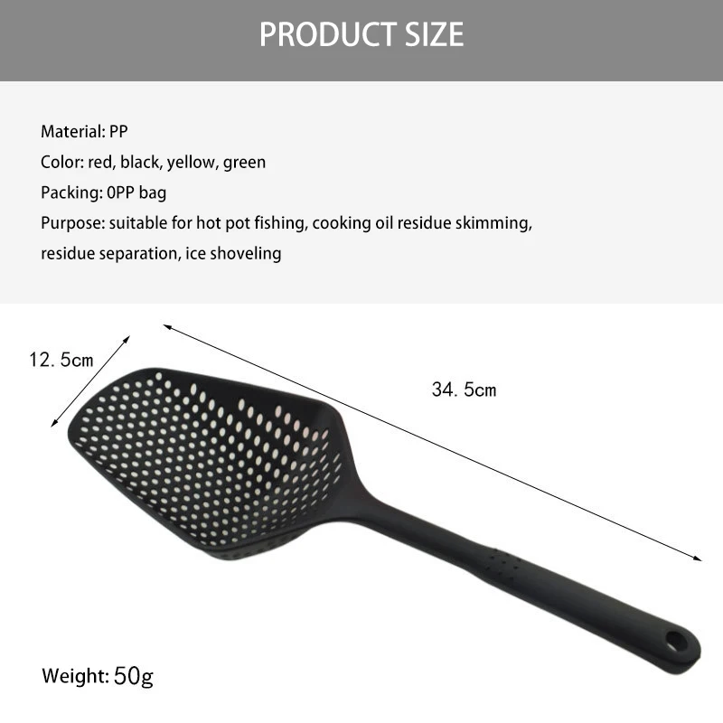 PP Plastic Food Grade Plastic Drain Shovel Ice Shovel Colander Water-proof French Fries Cooking Colander Kitchen Accessories