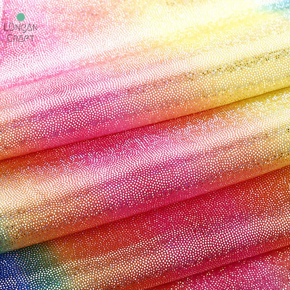 50cmX150cm Rainbow Stripes Laser Fabric Rainbow Colour Bronzing Shiny Fabric Stage Performance Costume Garment Decor Fabric