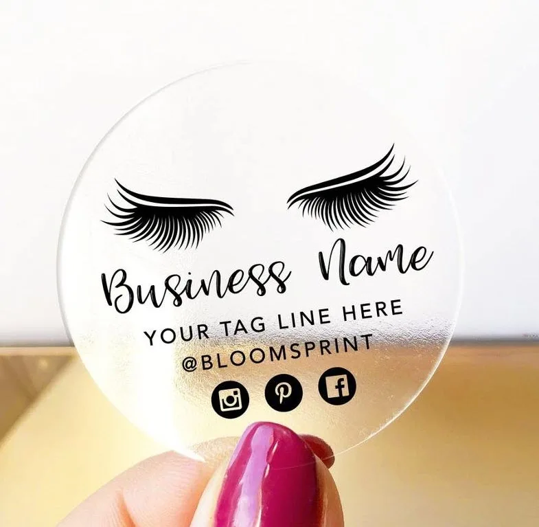 100 Pieces, 3-7CM, EyeLashes Custom Logo Personalized Eyelash Business Sticker, Lash Artist Sticker, EyeLash Clear Sticker