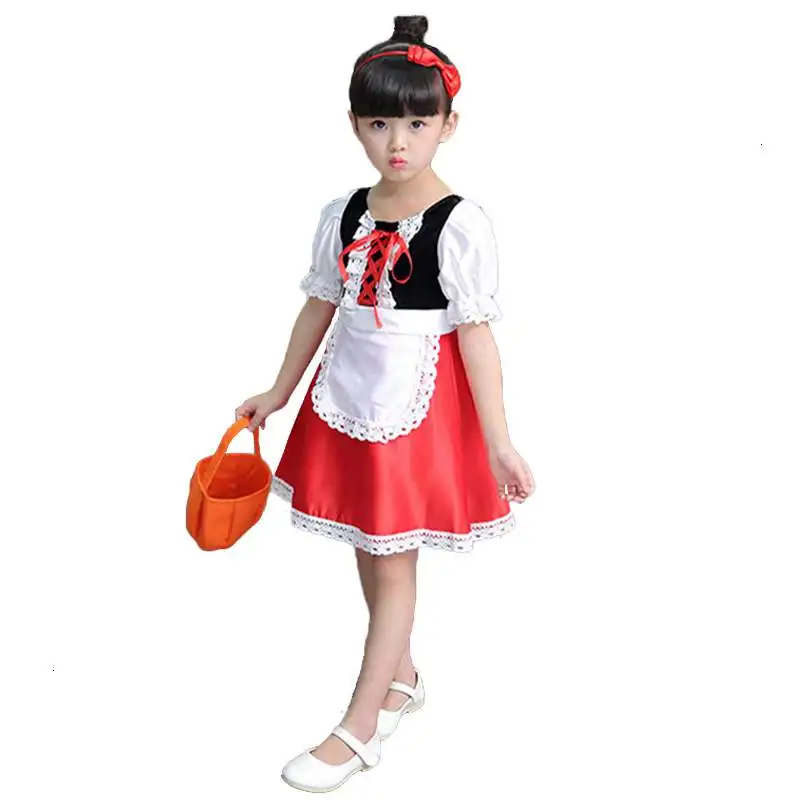 Disfraz de Cosplay de Caperucita Roja para niños, vestido de fantasía para fiesta de Halloween, Carnaval, fantasía para niñas