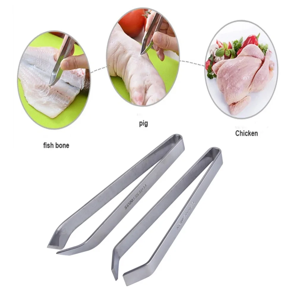 1 PC Stainless Steel Fish Bone Tweezers Pincer Clip Puller Remover Tongs Fish Bone Plucking Clamp Kitchen Gadgets Tools