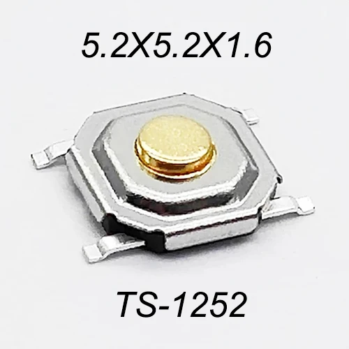 50pcs 5.2x5.2mm H=1.5/1.6/1.7/2.0/2.5/3.0/4/5/6/7/8/9mm Momentary Metal Tact Push Button Switch  260GF SMT 4PIN Key Button