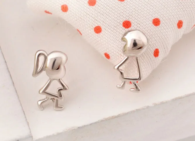 REETI 925 sterling silver Boy girl cartoon Stud Earrings for Women Elegant Wedding Jewelry pendientes mujer moda 2019 Brincos