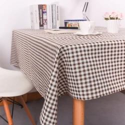 Soft Cotton Linen Pastoral Style Simple Lattice Pattern Tablecloth Dustproof Meal Cloth Pad for Table Christmas Photo Background