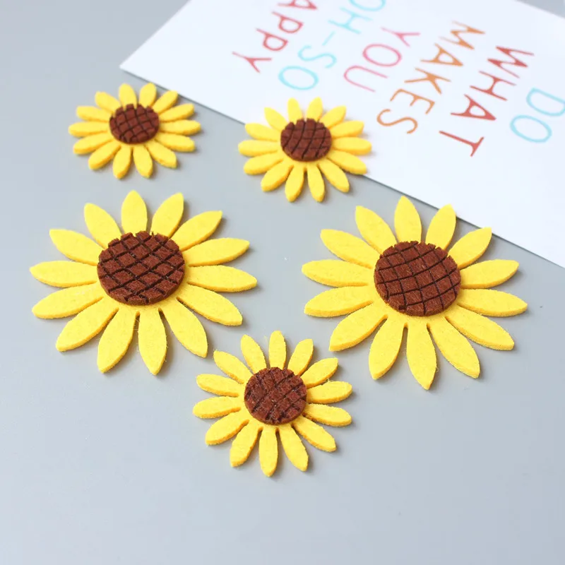 10pc 4/6/8cm Sunflower Felt Fabric Felt Pads Cloth Appliques Patches Wedding Party Scrapbooking Decoration Garment Ornament Craf