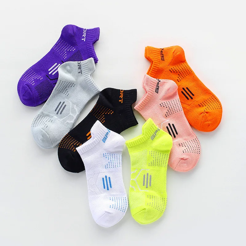 5 Pairs Sport Ankle Socks Boat Woman Girl Cotton Mesh Breathable Sweat-Absorbing Fitness Marathon Hiking Bike Travel Crew Socks