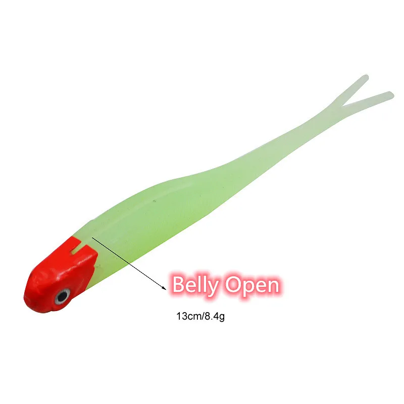 Fork Tail Soft Lure Bait Belly Open Fishing Artificial Lures 13cm/8.4g Lot 4 Pieces Sale