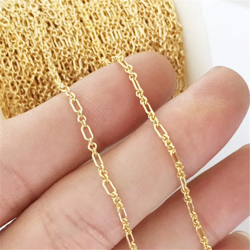 Real 14K Gold Filled Long and Short Chain 2MM Chain Necklace Gold jewelry Minimalist Gold Filled Chain DIY Jewelry