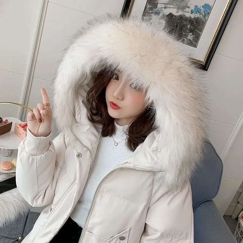 2024 Winter New Cotton Padded Jacket Female Mid-Length Outwear  Hooded Down Coat Women Parkas Loose женская куртка Ladies Top