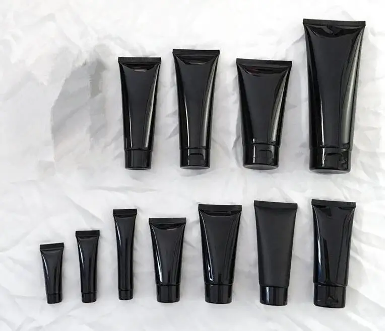 

Black Empty PE Plastic Hand Cream Container, Squeeze Cosmetic Soft Hose Tubes, Portable Cosmetic tube with Screw cap