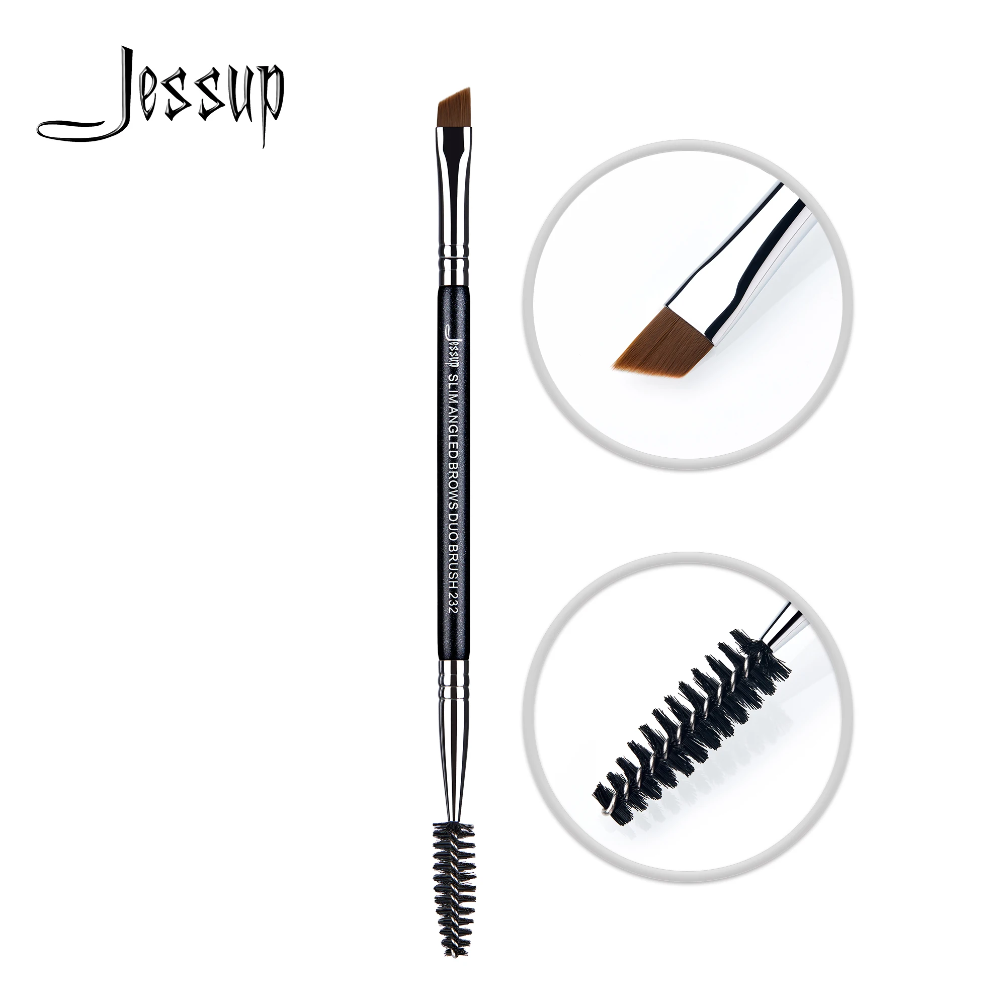 Jessup Eyebrow Makeup Brush Dual-head Eyebrow Eyelash Brushes Eye Make Up Cosmetics Beauty Tools Synthetic Hair Wood Handle