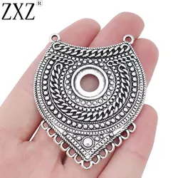 ZXZ 2pcs Tibetan Silver Large Boho Chandelier Connector Charms Pendants Blank 14mm Cameo Cabochon Base Settings Jewelry Findings