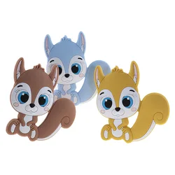 10 pièces Silicone écureuil bébé anneau de dentition dessin animé rongeur pendentif sans Bpa soins infirmiers petit animal nouveau-né à mâcher collier de dentition jouets