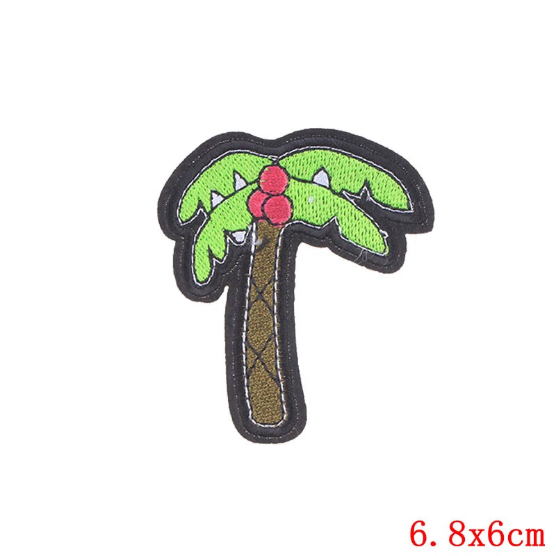 Coconut tree Patches Embroidery Iron On Patch For Clothing DIY Creative Badges Hot Transfer Stickers Denim Jacket Appliques F