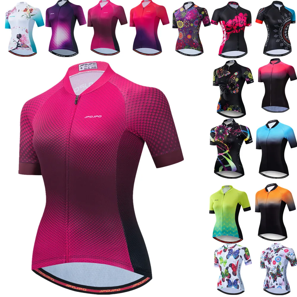 

2022 Cycling Jersey Women Bike Mountain Road MTB Top Female Bicycle Shirt Short Sleeve Racing Riding Clothing Summer Blouse Red