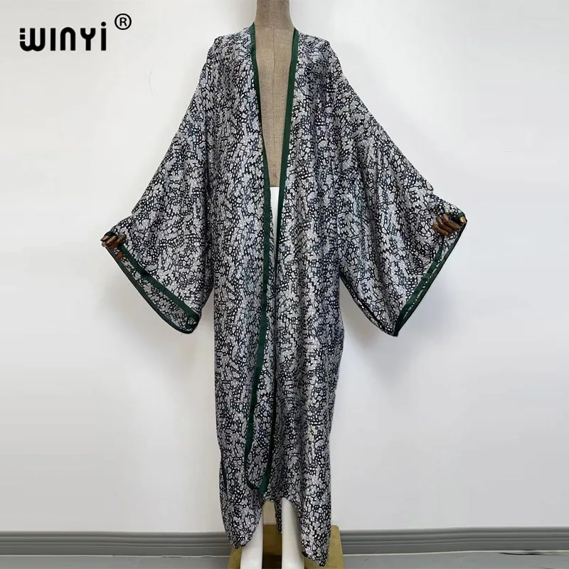 

WINYI holiday Oversized Beach Kimono With Sashes Bohemian Vintage Slim Sexy Long Cardigan Women Sleeve sukienka Fringe Cover-Up