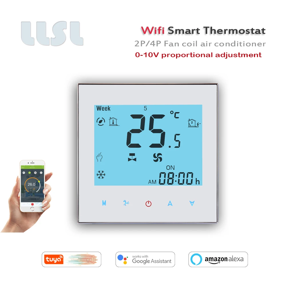 0-10V Regulator Suhu Termostat Wifi Nirkabel Cerdas Tuya Termostat Integral Proporsional untuk Koil Kipas