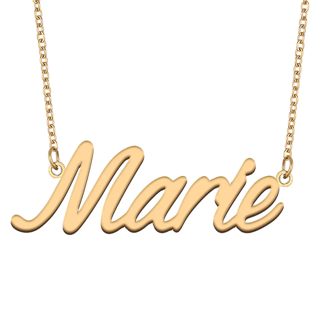 

Marie Name Necklace for Women Personalized Stainless Steel Jewelry Gold Plated Nameplate Pendant Femme Mothers Girlfriend Gift