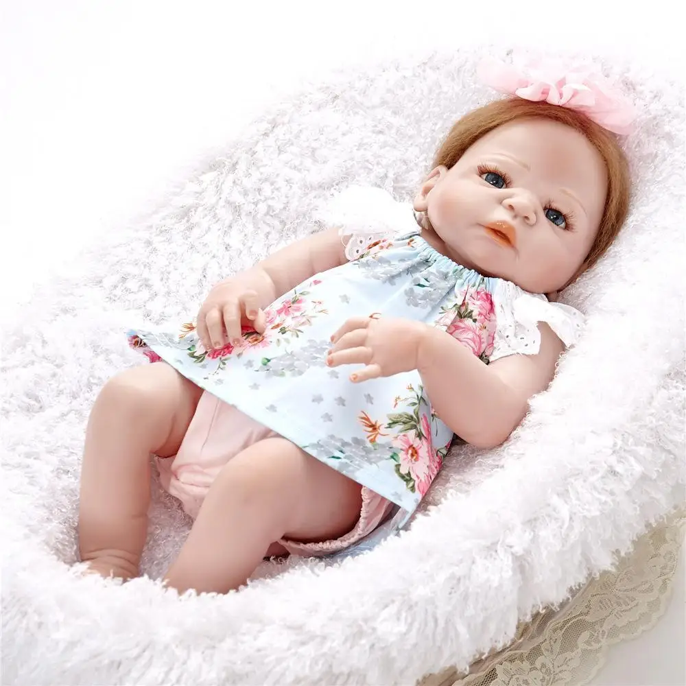 Full Silicone Vinyl Reborn Baby Realistic Bebe 23'' Girl Doll Alive Nursery Gift Dolls For Girls Kids Toys For Girls