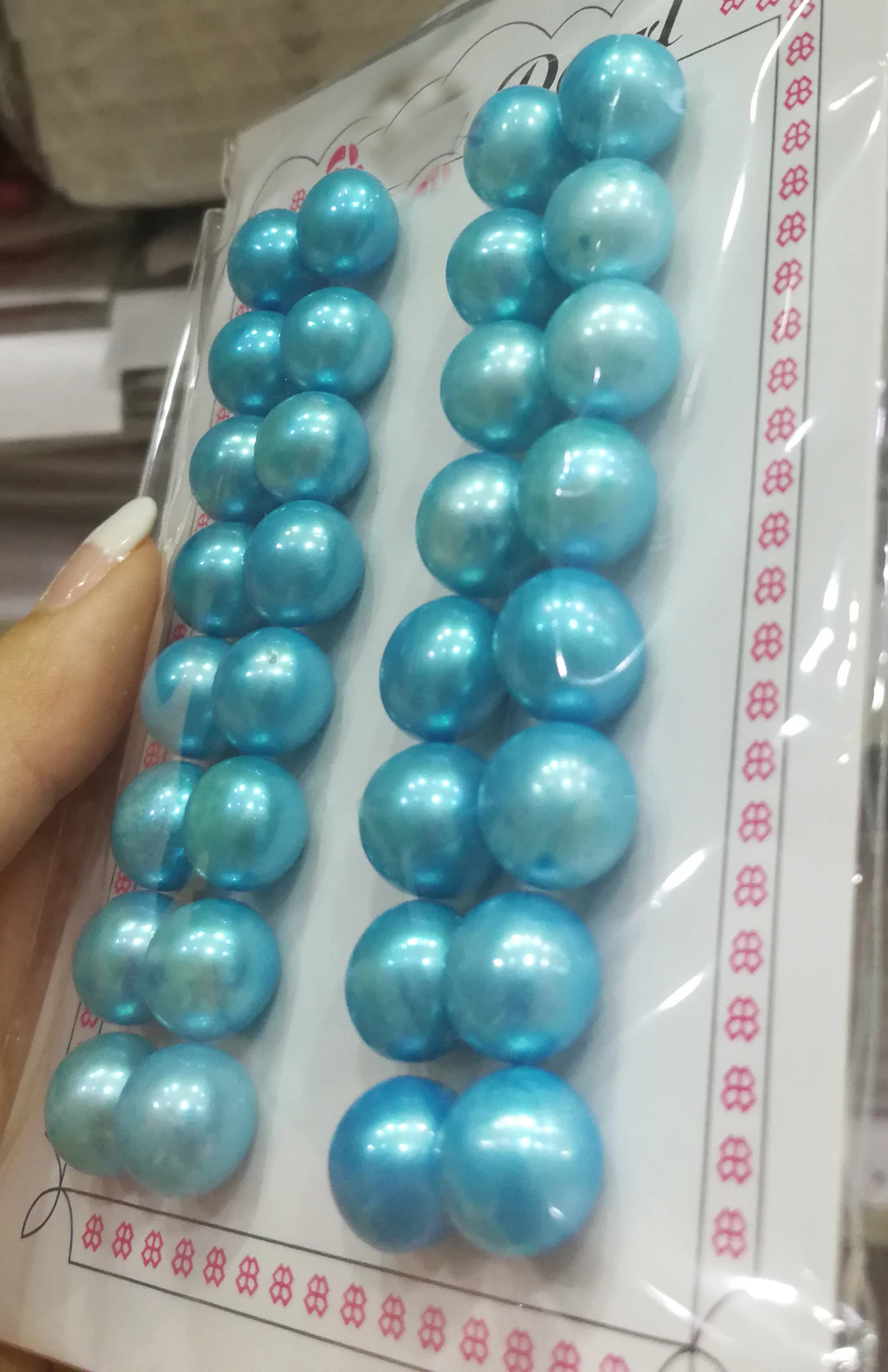 32Pcs blue pearls 11-12mm Pearl Plum Half Hole Drilled Pearl Super Luster Button Natural Freshwater pearl Loose Beads