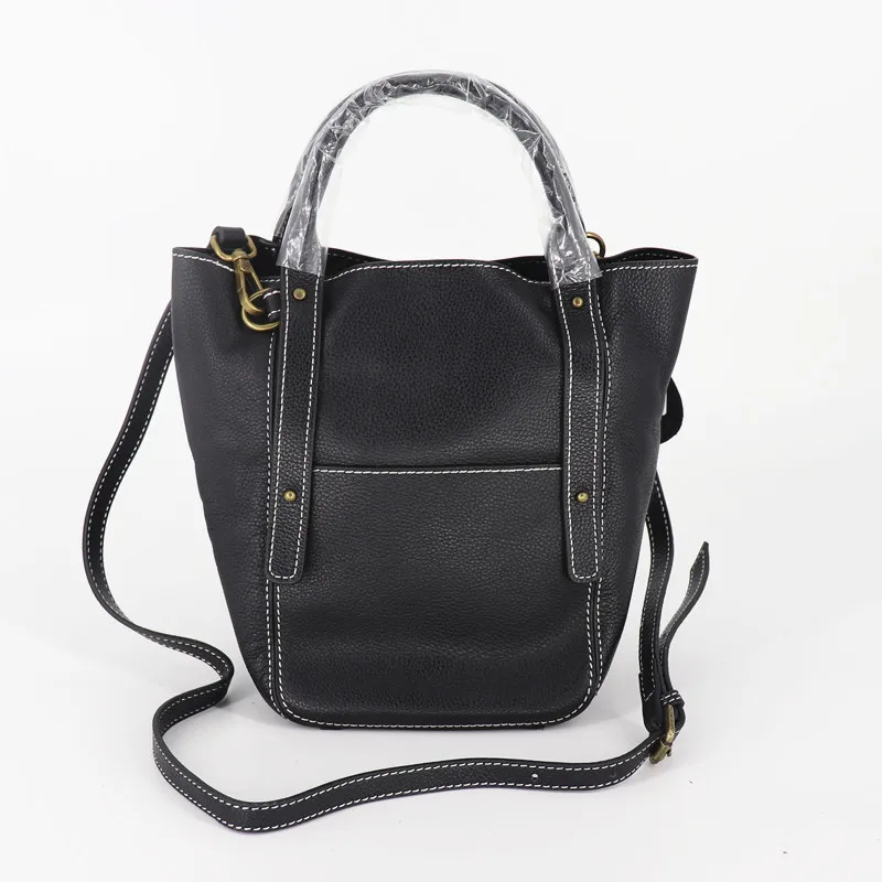 Vintage Bucket Bag Female Genuine Leather Handbags & Liner Bags Designer Cowhide Leather Shoulder Crossbody Bag For Women 2020