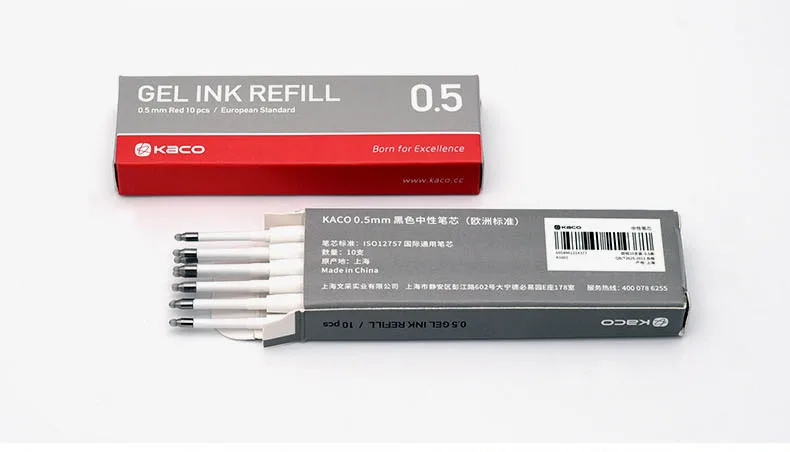 Xiaomi Metal kalem KACOGREEN jel mürekkep dolum 0.5MM avrupa standart dolum geri çekilebilir jel kalemler ofis malzemeleri 10 adet/kutu