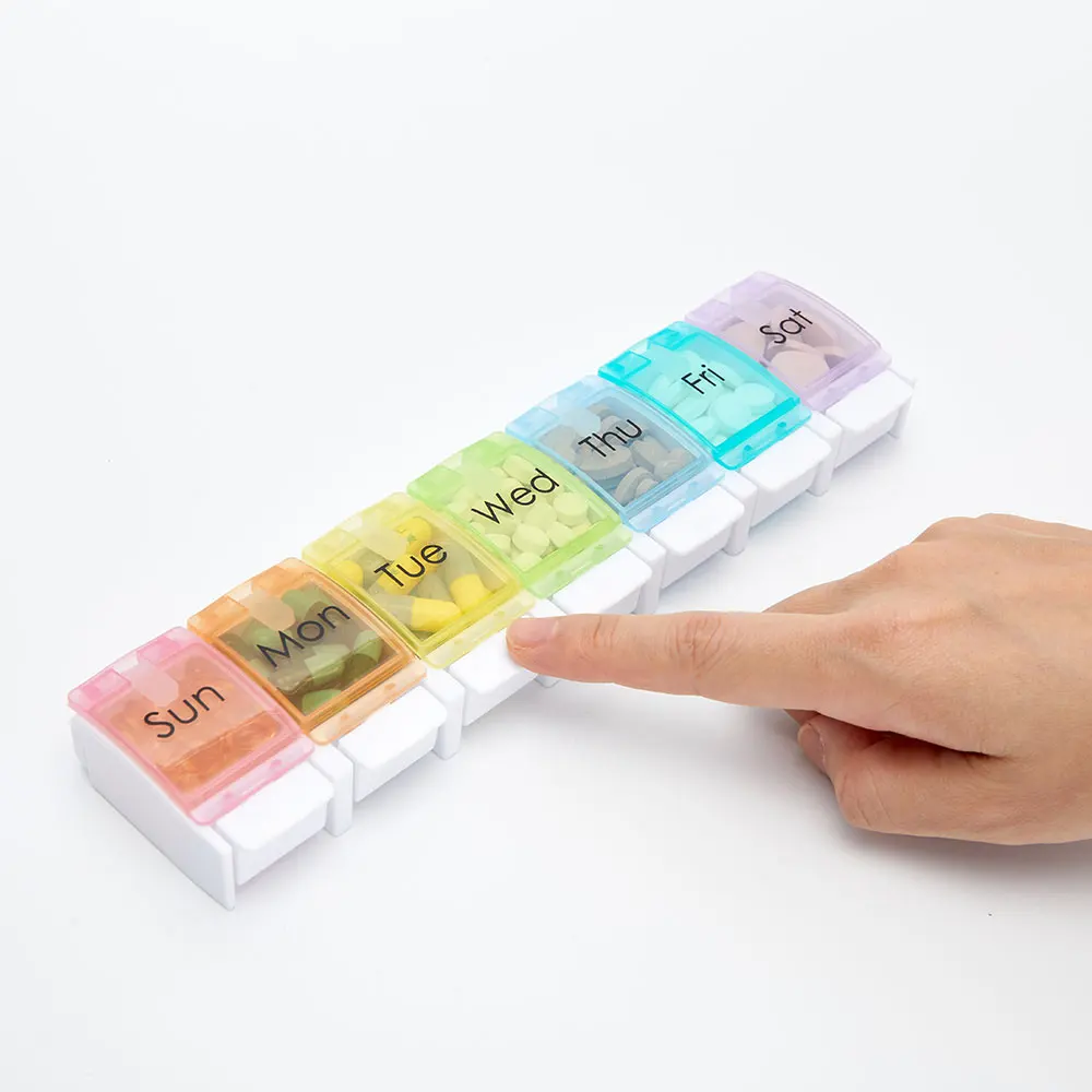 7 Days Weekly Pillbox Tablet Holder Medicine Storage Case Drug Container Pill Box Tablet Storage Box Organizer 7 Cells Pill Case