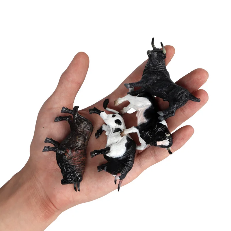 Jeu de figurines d'animaux sauvages en PVC, modèle de Simulation d'animaux sauvages, taureau, Bison, Ranch, vache, jouets, cadeau de noël pour enfants