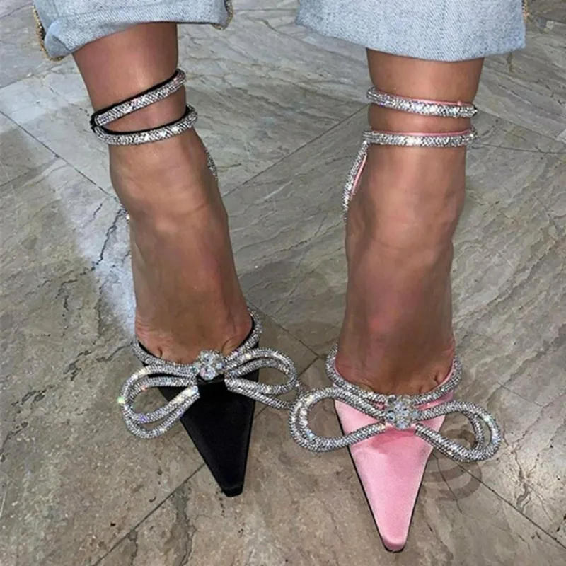 

2020 Sexy High Heels Luxury Sandals Women Pumps Bowtie Crystal Heels Ladies Wedding Shoes Bride Ladies Shoes Fashion Women Shoes