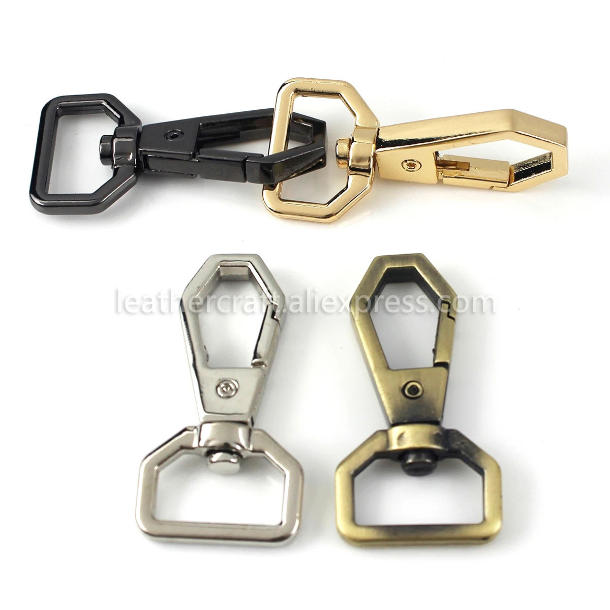 1x Metal Polygonal Swivel Trigger Snap Hook Spring Gate Clasps Clips Leather Craft Bag Strap Pet Leashes Webbing Keychain Parts