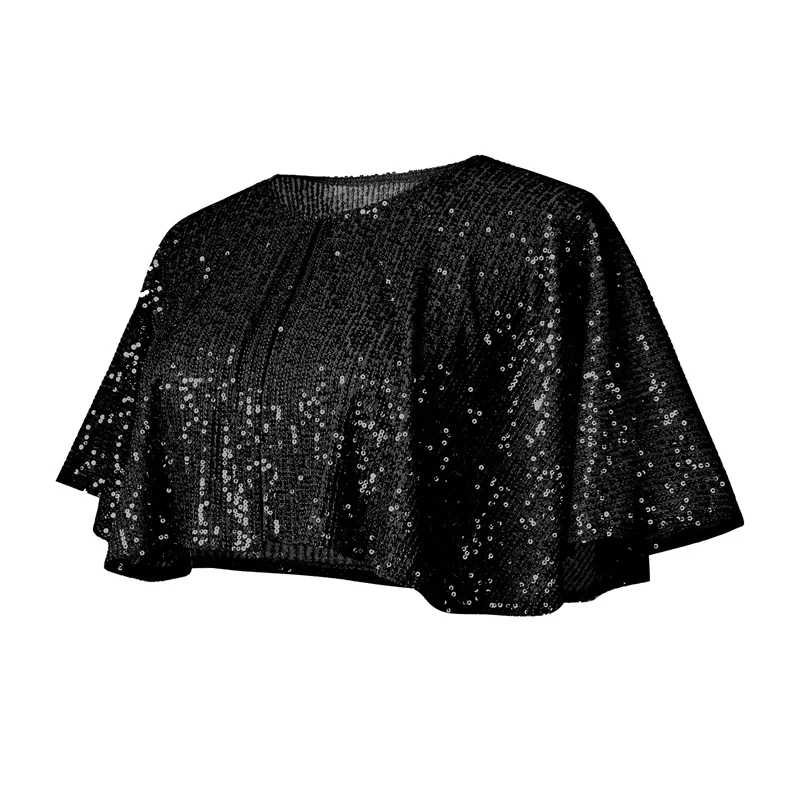 2021 nowy Prom szal cekiny z koralikami krótkie Cape dekoracji Gatsby Party Mesh krótki Cover Up sukienka Vintage akcesoria