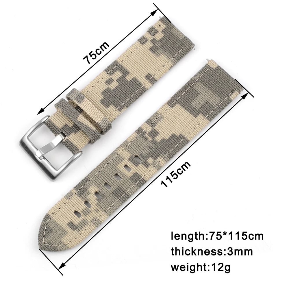 Camouflage Canvas Watch Band 20 22mm Army Waterproof Watch Strap For Seiko/Tudor Diver\'s Watches Belt