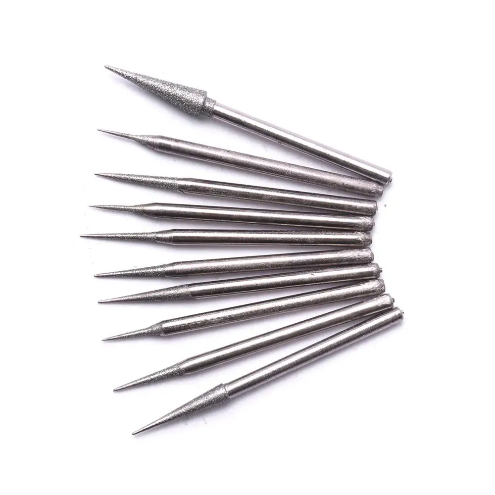 NEW 20Pcs/2 Set Mini 2.35mm Diamond Burrs Set Sharp Needle Burrs Rotary Point Grinding Head Carving Polishing Tool