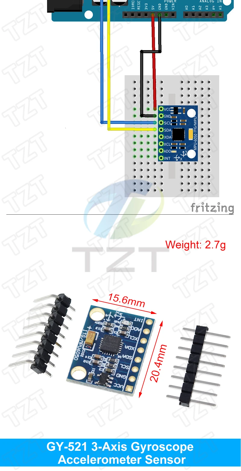 MPU-6050 MPU-9250 BMI160 LSM303DLHC L3G4200D QMC5883L ADXL335 LIS3DSH 3-, 6- und 9-Achsen-Sensor für Lagebestimmung +Gyroskop +Beschleunigungsmesser +Magnetometer – Detail 10