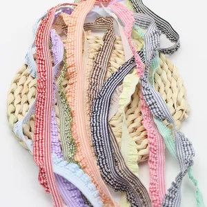 HOT Elastis Warna Kotak-kotak Mengacak-acak Renda DIY Tutup Kepala Topi Kotak Hadiah Busur Pakaian Tenun Pakaian Dalam Bra Baju Renang Tali Pita Dekorasi 10 trim renda elastis penjualan terbaik - №