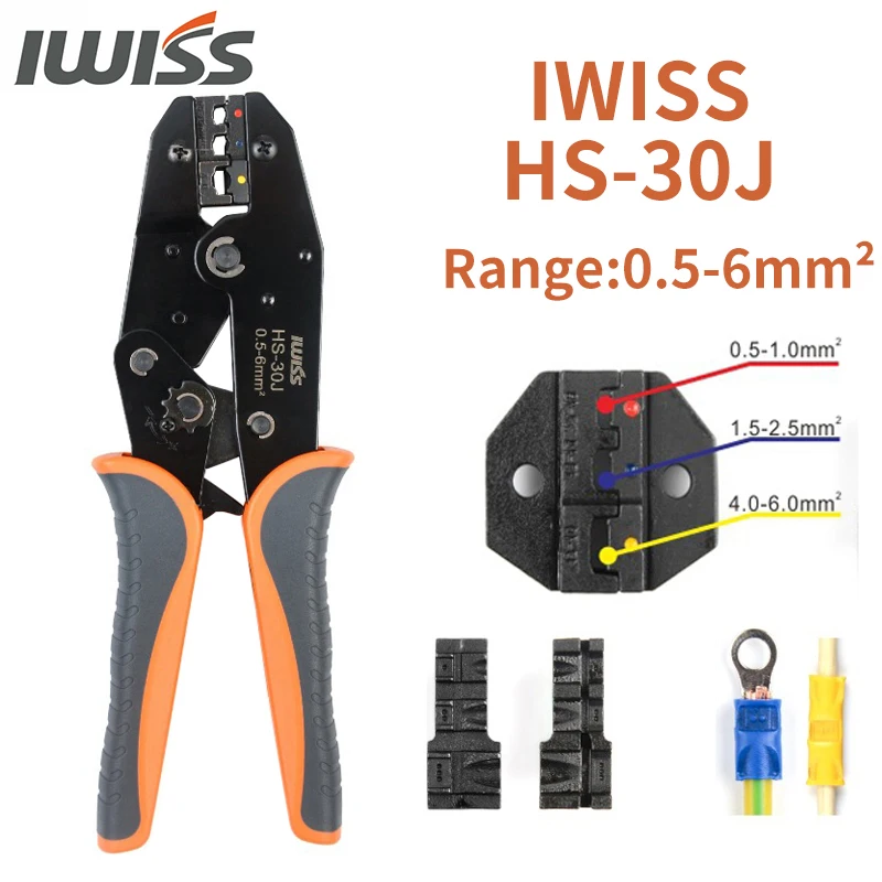 IWISS HS-30J Crimping Pliers Jaws Kit Spring/Tube/Insulation Terminals Crimper Multifunctional Electrical Clamp Tool Set