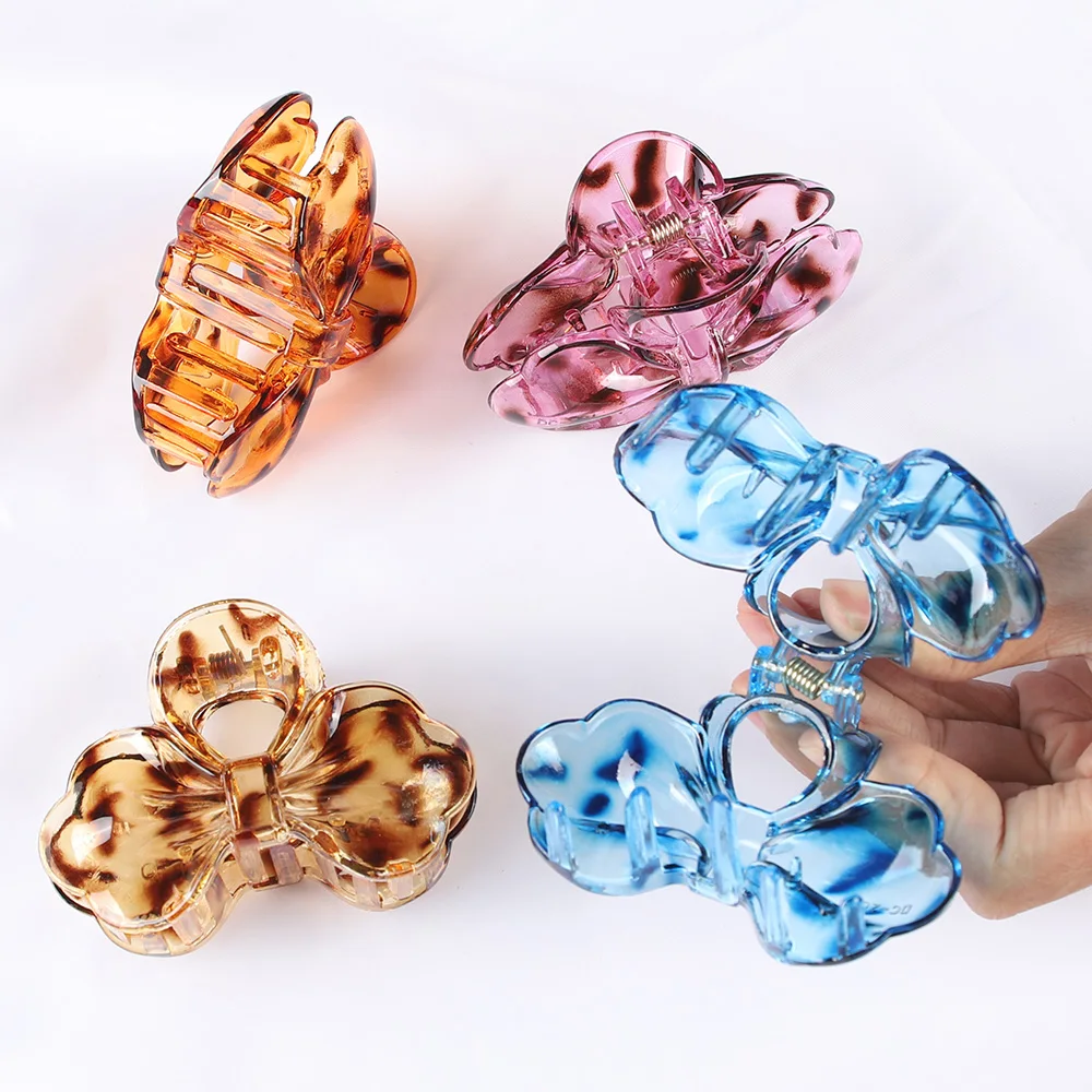 Jepit Rambut Besar Ujung Alat Mandi Macan Tutul Jepit Rambut Wanita Perempuan Jepit Rambut Jepit Rambut Kepiting Busur Plastik Aksesori Rambut Jepit Rambut