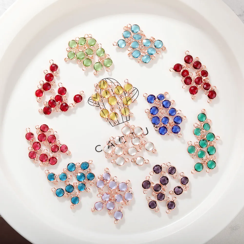 10pcs/lot 6mm aranyos birthstone charms 12 színben Ólomkristályüveg Medál charms számára ékszer Gyártás Karcsat Karperec Nyakdísz Nagybani ajándékok