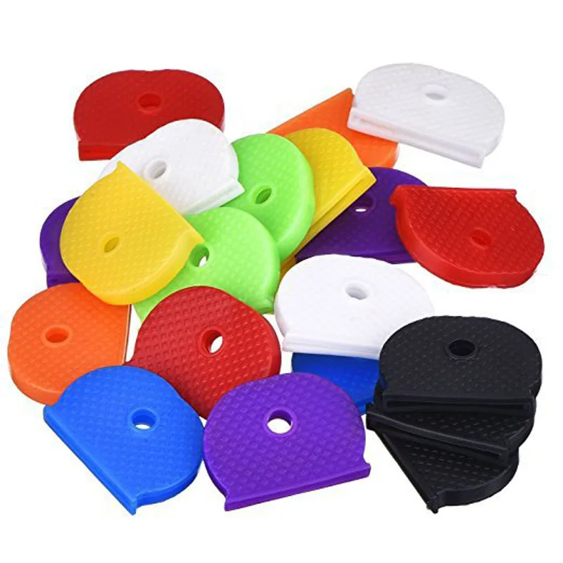 32pcs Keyrings Silicone Key Cover for Car Motorcycle Bicycle Home Storehouse Tags Multi Colors Round Identifier Key Cap