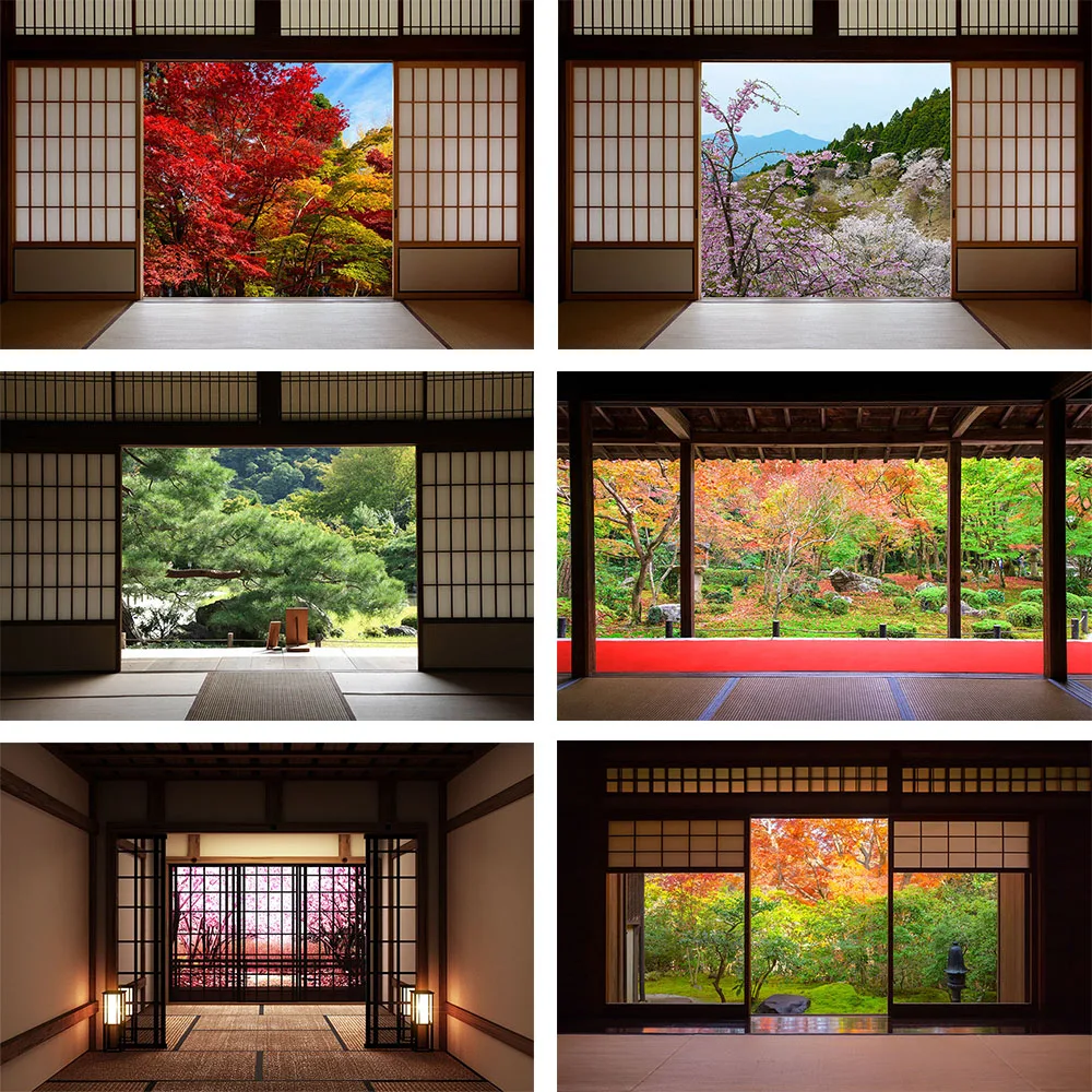 Mehofond Japanese Style House Backdrop Living Room Scenery Decoration Photography Background Props Photo Studio Banner Photozone